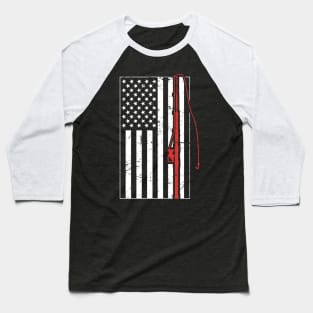 American Flag & Fishing Pole Baseball T-Shirt